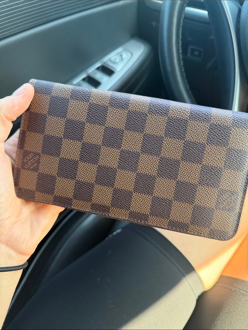 Louis Vuitton Damier Ebene Checkered Brown Long Wallet